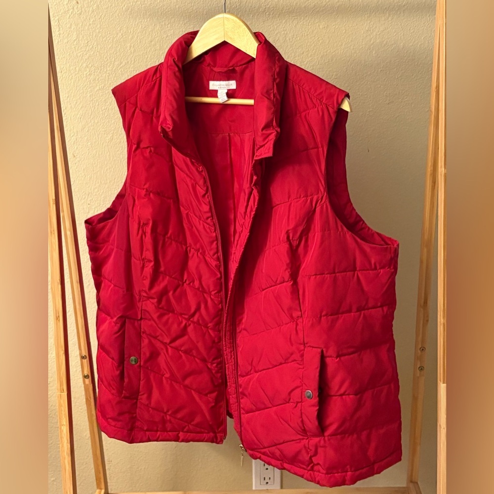 Charter Club Women's 3X Red Quilted Puffer Vest Plus Size Lightweight